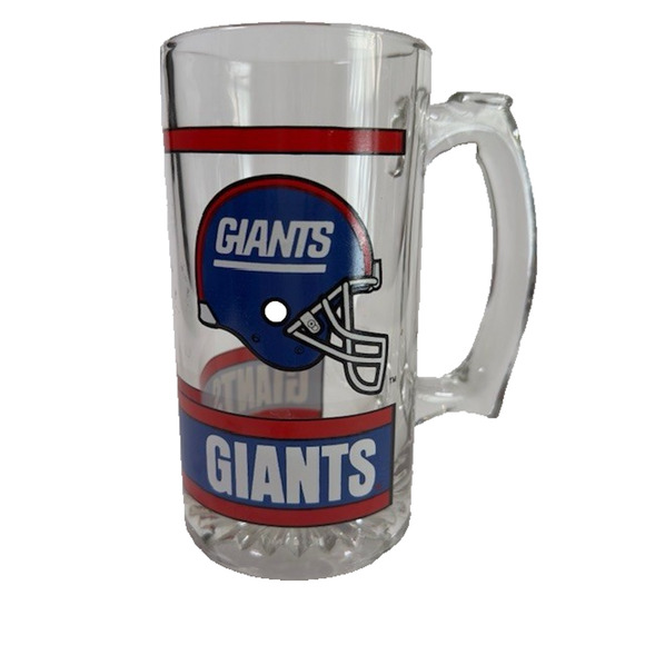 NFL New York Giants Glass (1) Beer Mug Stein Football Helmet Logo 1980s VINTAGE - Picture 1 of 14